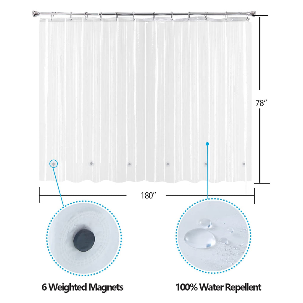 YISURE Clawfoot Tub Clear Short Length 60 Inch Shower Curtain Liner, 180x60 Inch Extra Wide 360 Shower Curtain PEVA Waterproof Wrap Around Bath Tub Curtain