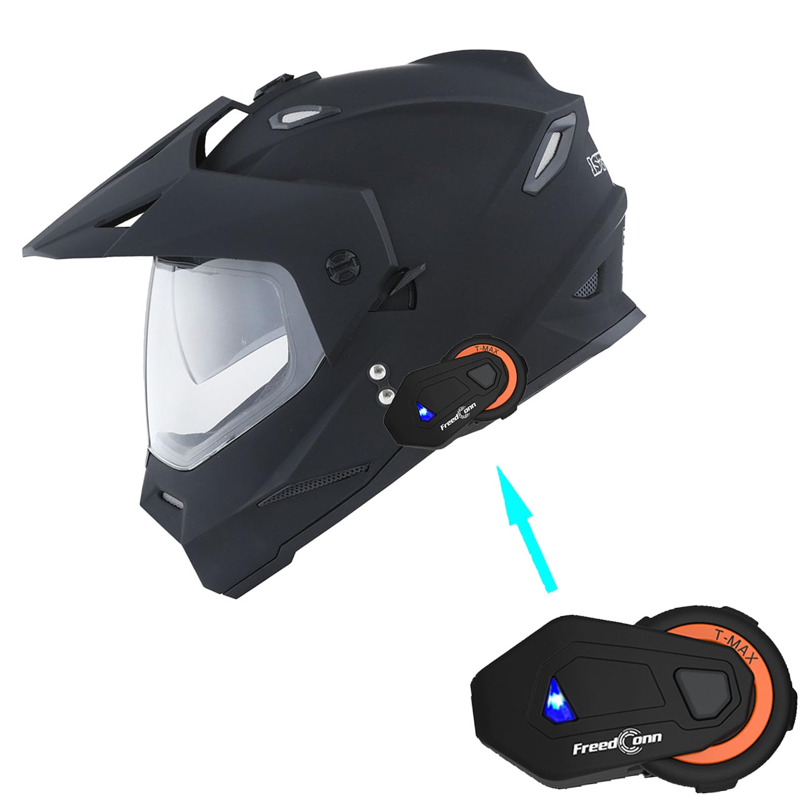 1Storm Dual Sport Motorcycle Motocross Off Road Full Face Helmet Dual Visor: HF802