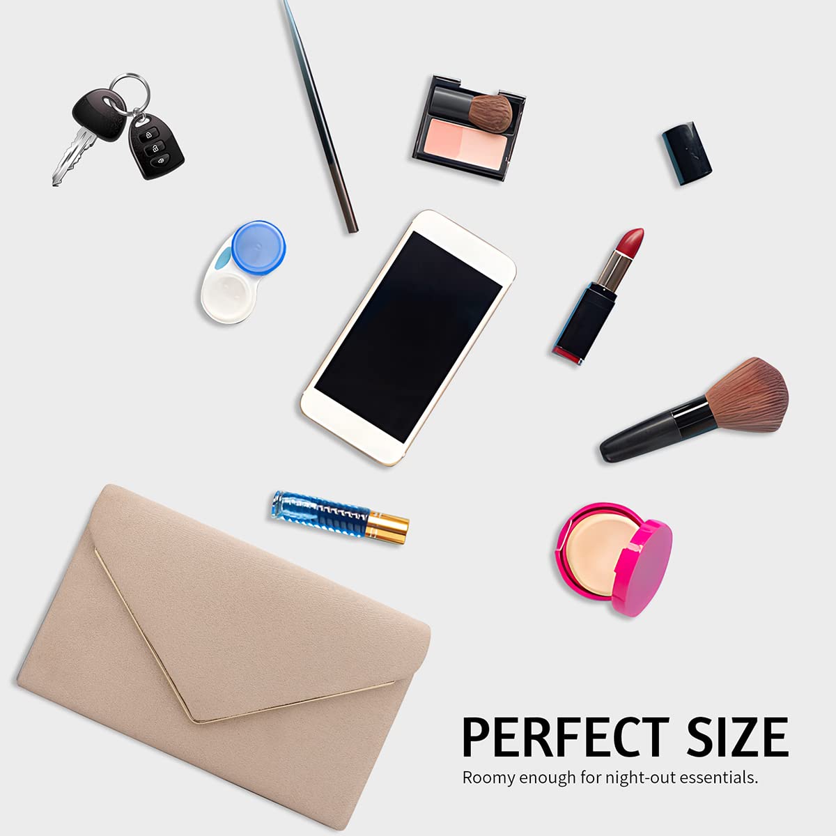 BBjinronjy Clutch Purse for Women Evening Bags Handbags for Wedding Party Cocktail Prom Faux Suede Crossbody Shoulder Bag