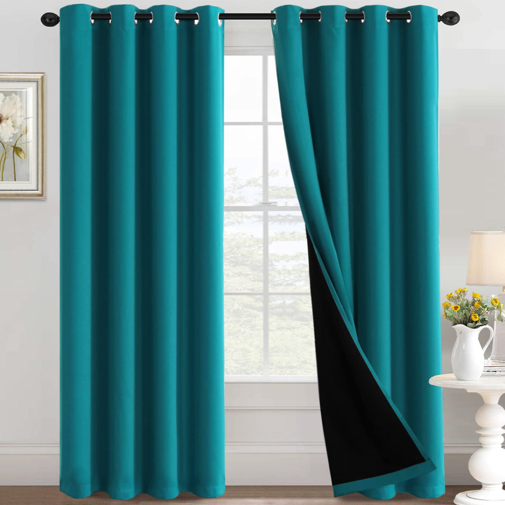 H.VERSAILTEX 100% Blackout Curtains Thermal Insulated Full Blackout Curtains for Living Room Energy Efficiency Window Drapes for Bedroom with Black Liners 1 Panel, 52x63 Inch, Burgundy