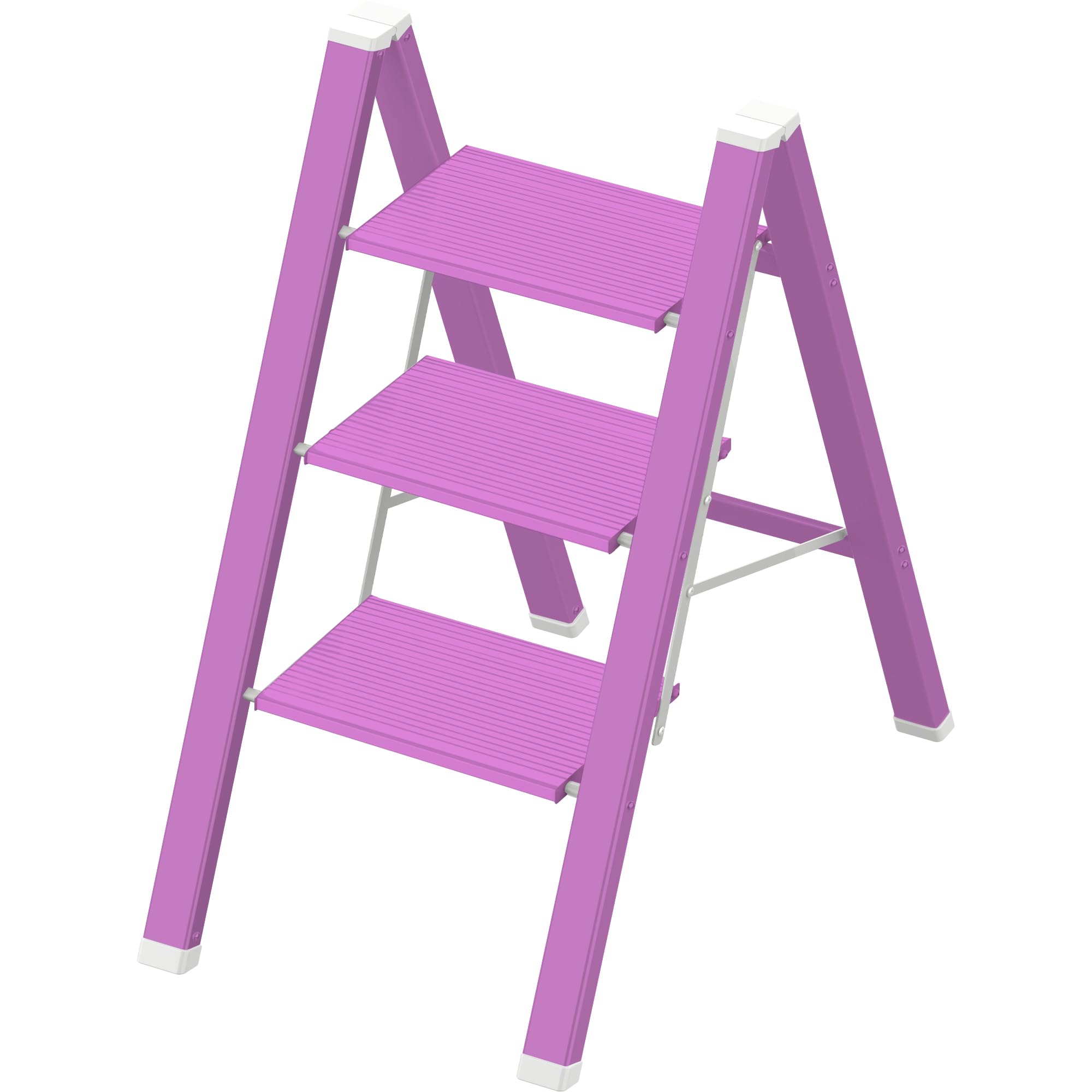 2 Step Lightweight Folding Ladder for Home, 330lbs Aluminum Step Ladder Anti-Slip for Kitchen, Step Stool Foldable Adults for Closet, 330lbs - Black