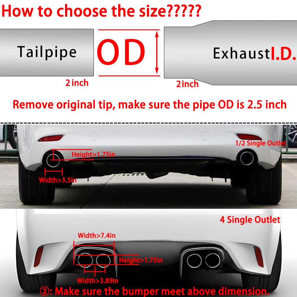 2"Inlet 3"Outlet Car Exhaust Tips Carbon Fiber Tailpipe Exhaust Pipe Tail Throat Tail Pipe Burnt Need Height>3.5 Inch Widht>3.5 Inch