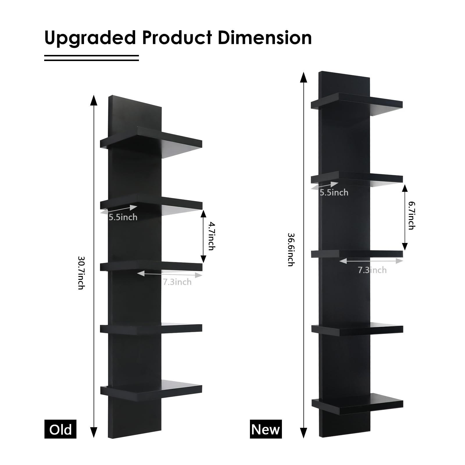 Homaterial Wall Shelves 4 Tier, Simple Vertical Corner Shelf for Room, Kitchen Wall Decor, Makeup Perfume Organizer,Decorative Shelving Unit, Black