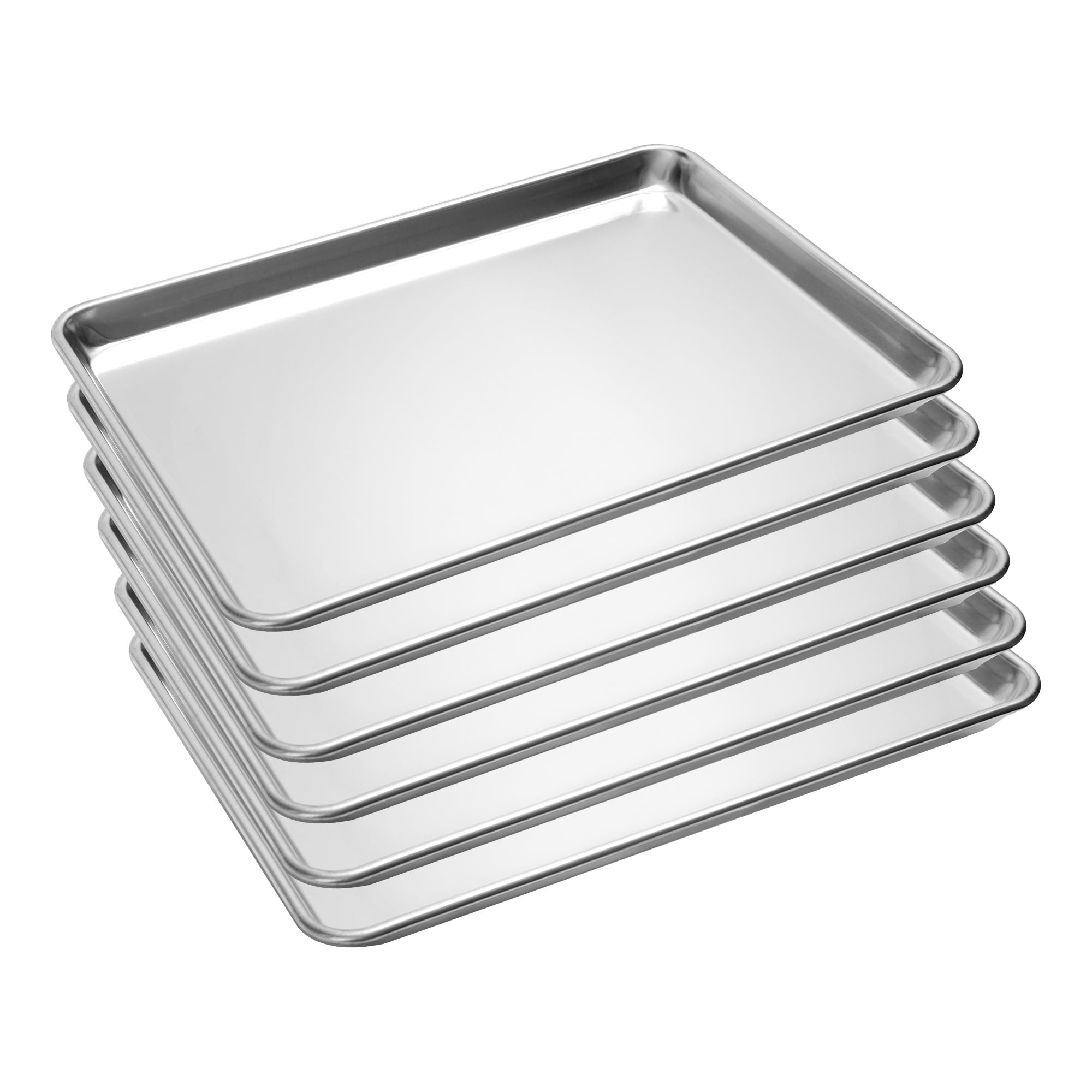 6 Pack Large Size Baking Sheet Pans, Aluminum Commercial Cookie Sheets Non-Stick, 21"x15"