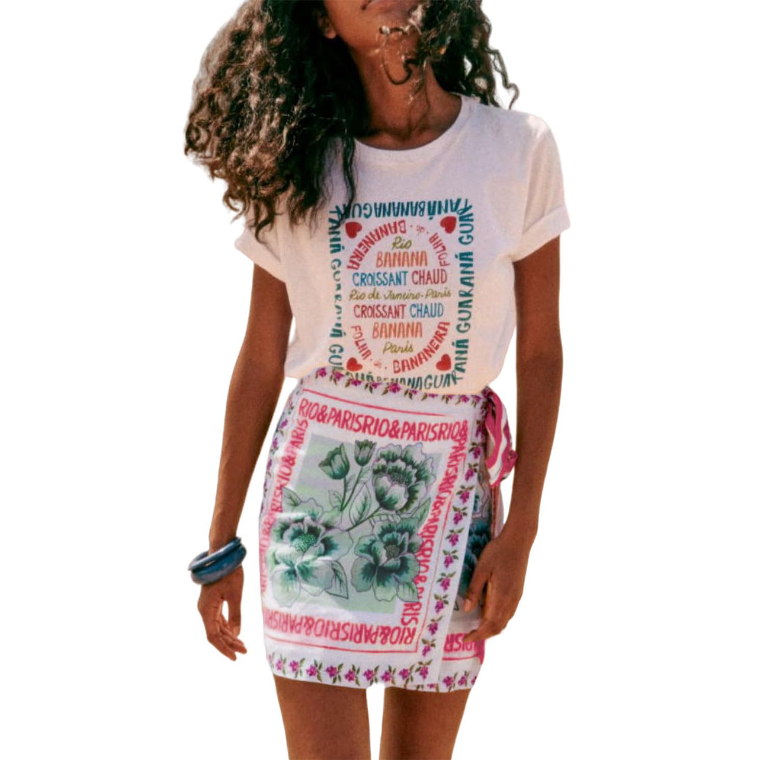 Womens Summer Floral Wrap Short Skirt Tie Side High Waist A Line Beach Vacation Boho Mini Skirt
