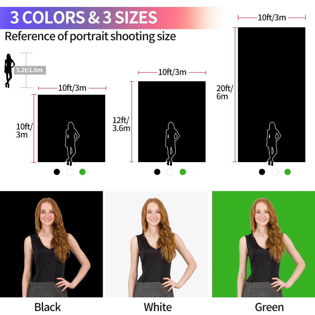 Black Backdrop 10x10ft, Photo Backdrop Curtain for Photoshoot, Pure Photographic Studio Backgrounds, Thick Polyester Fabric Photography Black Screen for Party Portraits Video Recording (Backdrop Only)