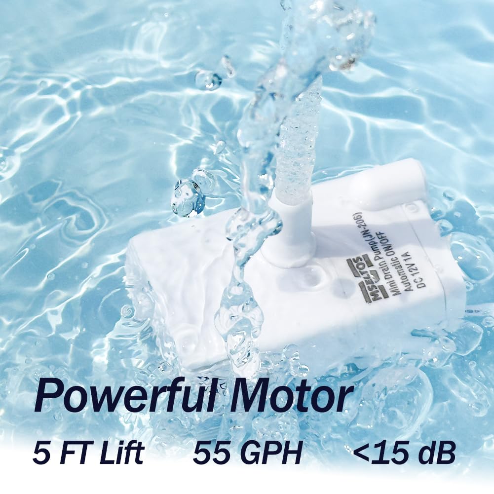 Automatic Small Sump Pump with Water Sensor, 5 FT Lift 55 GPH 115V/230V Mini Condensate Pump with Float Switch, Water Removal for Dehumidifier, Air Conditioner, Ice Maker, Basement, Auto On Off
