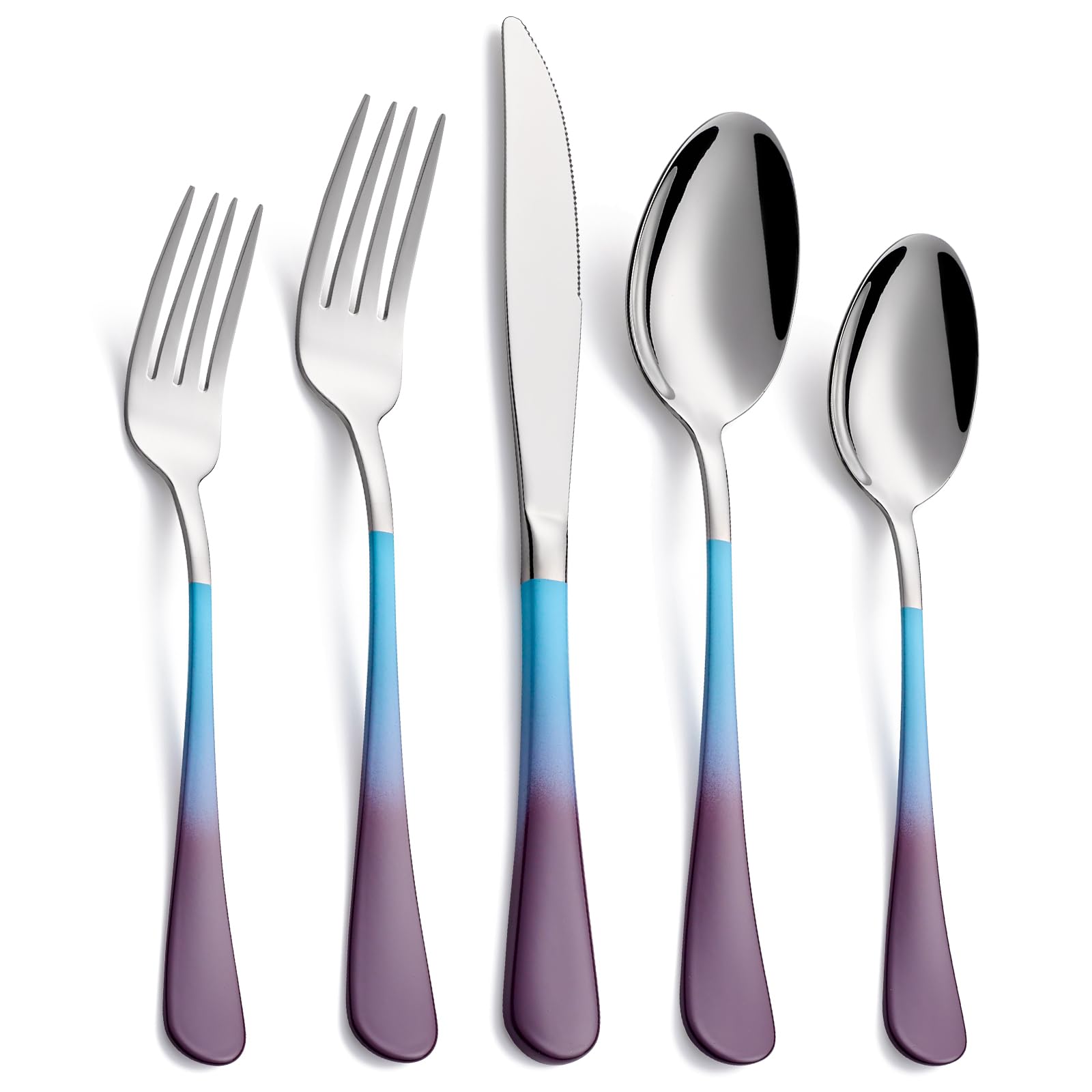 20-Pieces Blac and Pink Silverware Sets for 4,Pink Handle Stainless Steel Cutlery Set, Include Forks Spoons and Knives Set, Dishwasher Safe Utensil Sets for Home Restaurant