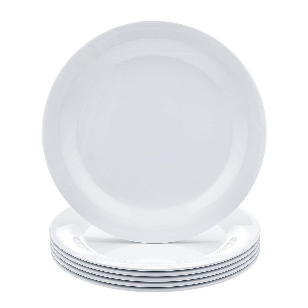 Amazon Basics Melamine Oval Serving Platter for Restaurants and Home, Dishwasher Safe, BPA Free, Break and Crack Resistant, Narrow Rim, 13" x 9.75", White, 6-Piece Set