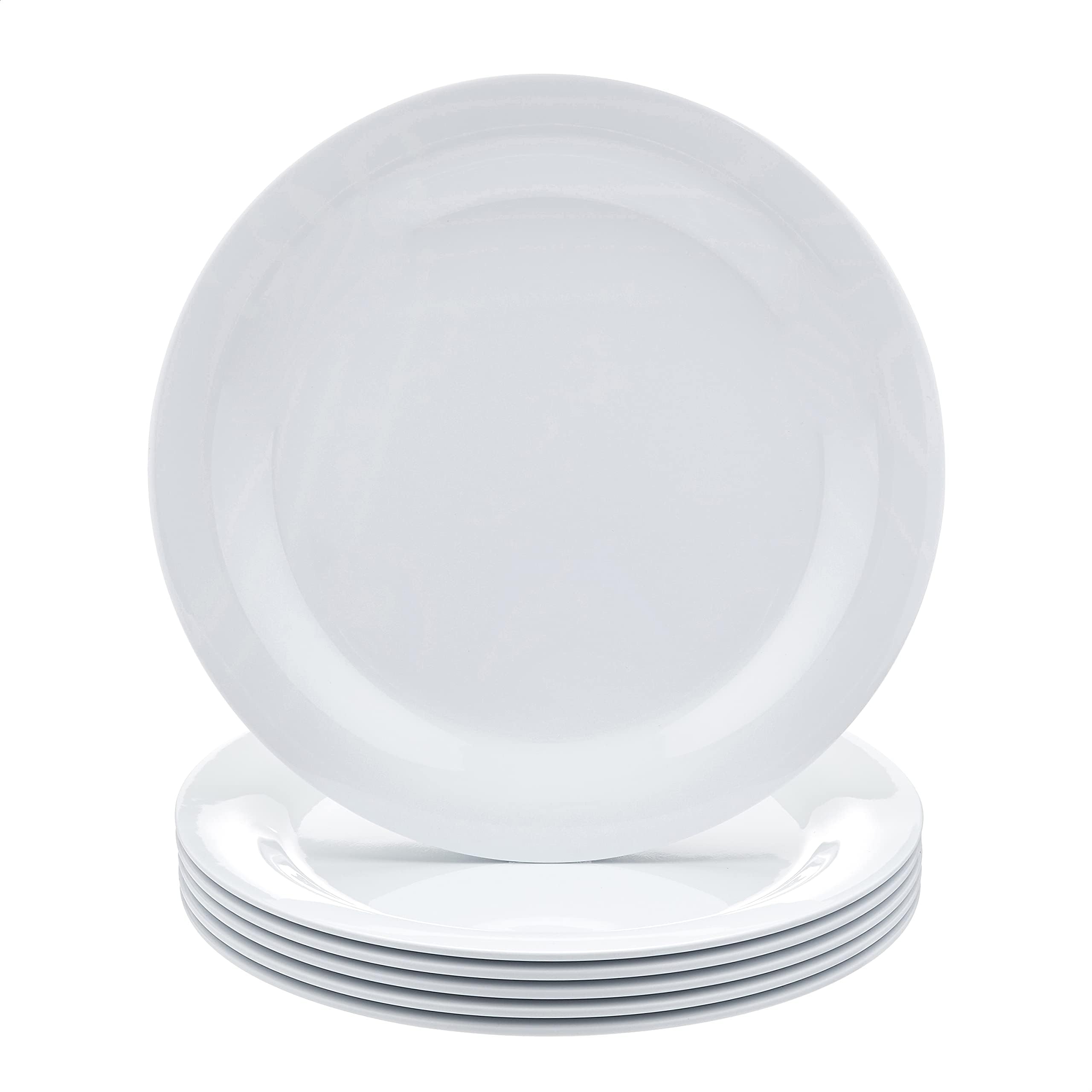 Amazon Basics Melamine Oval Serving Platter for Restaurants and Home, Dishwasher Safe, BPA Free, Break and Crack Resistant, Narrow Rim, 13" x 9.75", White, 6-Piece Set