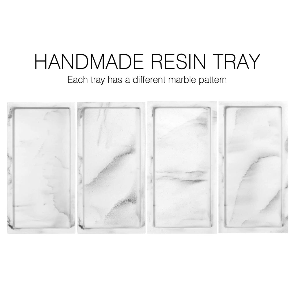 Luxspire Bathroom Vanity Tray, Resin Dresser Jewelry Ring Dish Tank Storage Kitchen Sink Countertop Organizer Plate Holder for Perfume Candles Soap Towel Plant Bathroom Accessories, M, Matte Black