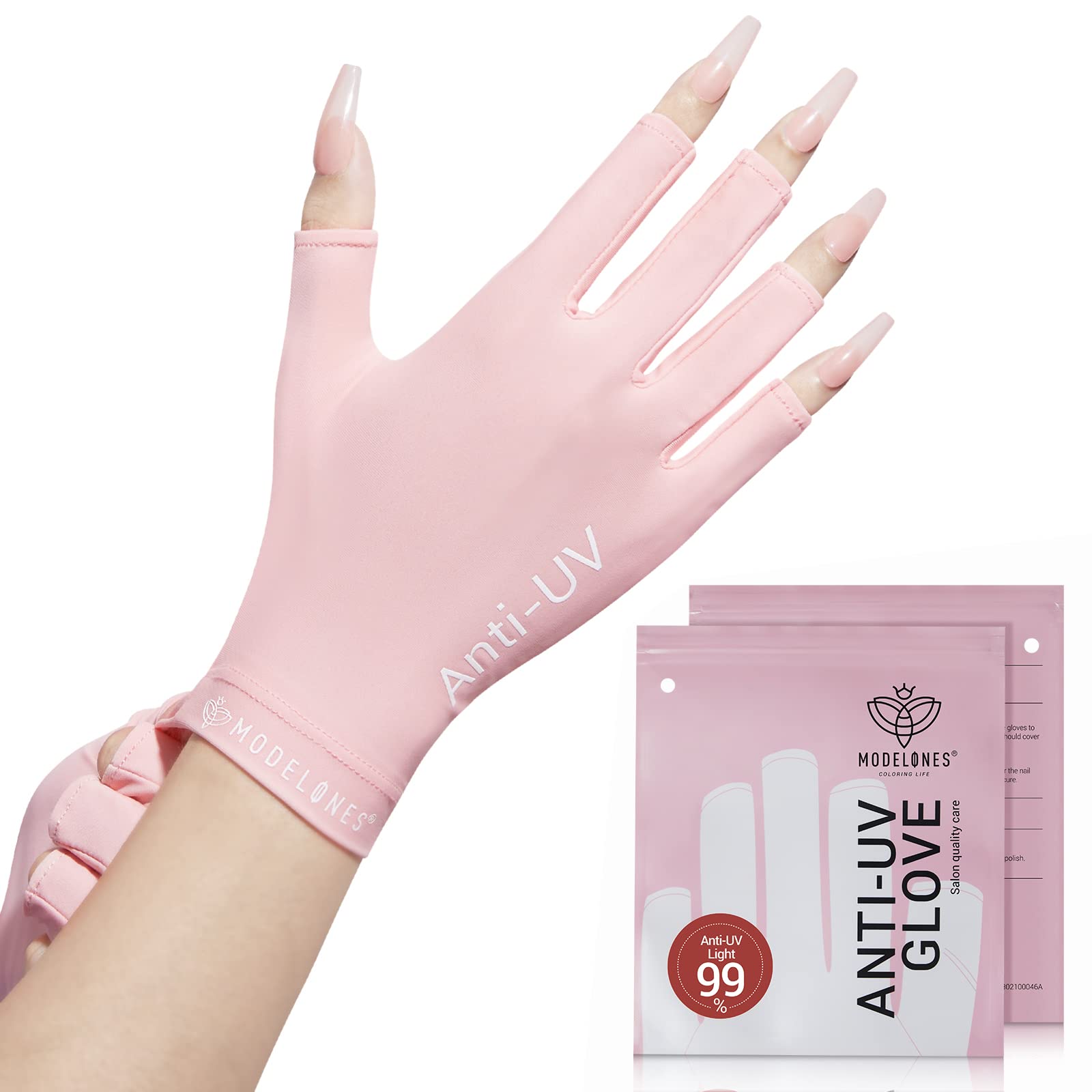 modelones UV Gloves for Gel Manicures, Professional UPF99+ Anti UV Protection Gloves for Gel Nail Lamp (Black)