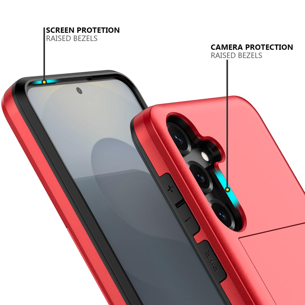 Nvollnoe for Samsung Galaxy S25 Case with Card Holder Dual Layer Heavy Duty Protective Case Hidden Card Slot Slim Wallet Cover for Samsung S25 6.2''(Black)