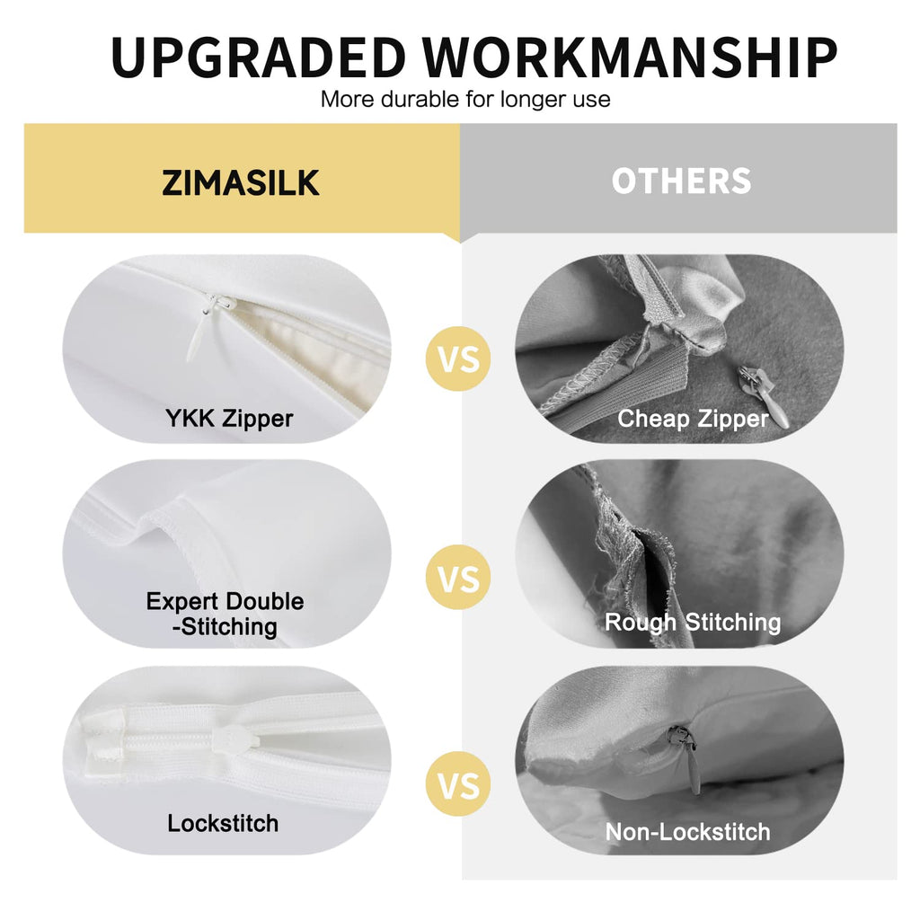 ZIMASILK Upgraded 100% 6A Grade Pure Mulberry Silk Pillowcase for Hair and Skin Silk Pillow Cases with Reinforced Hidden Zipper, More Soft & Durable, Gift Box (Standard 20"x26" Beige)