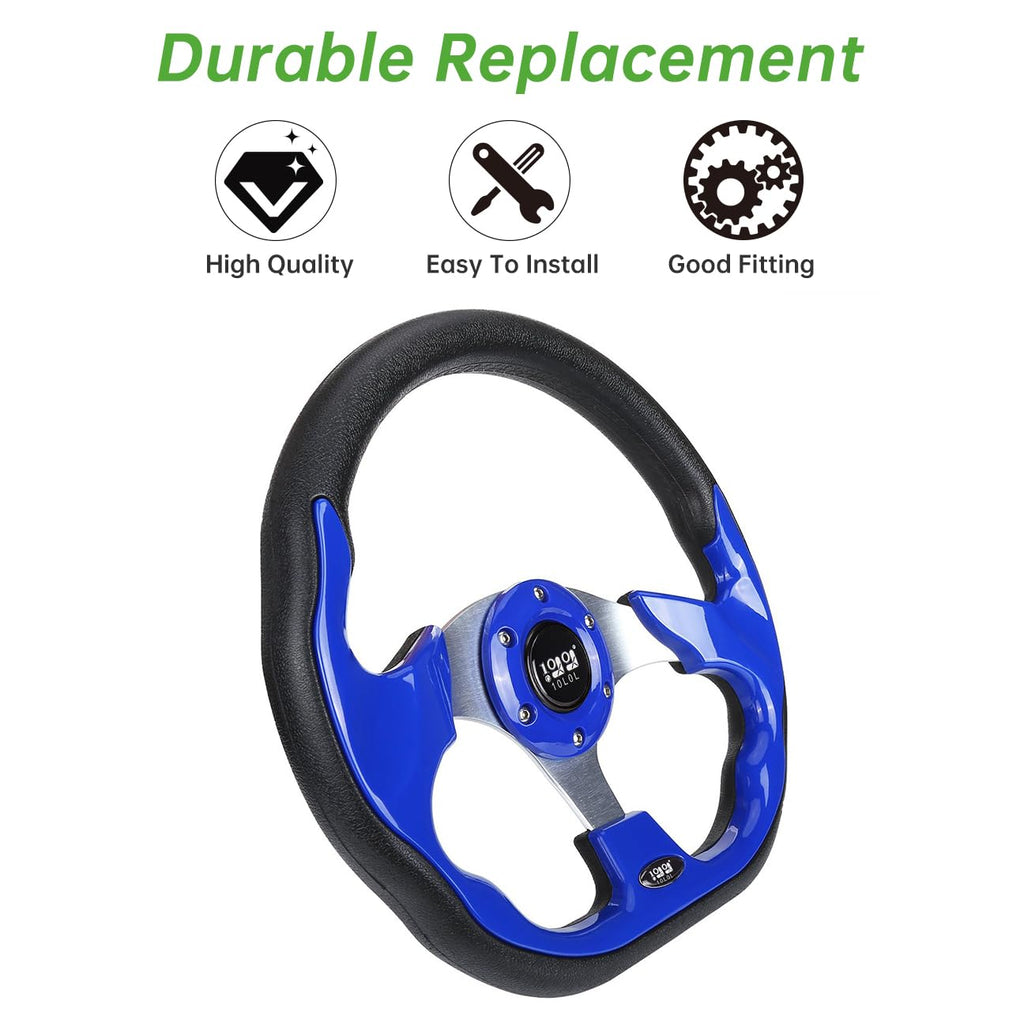 10L0L Golf Cart Steering Wheel, 13' Universal Fit for EZGO TXT/RXV, Club Car DS/Precedent, Yamaha G2-G29 (Carbon Black)