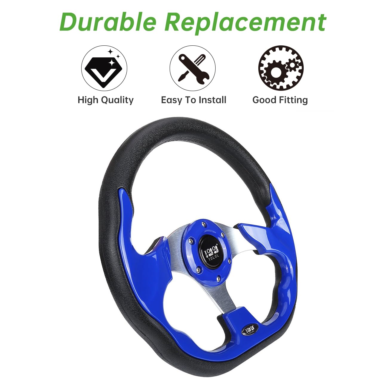 10L0L Golf Cart Steering Wheel, 13' Universal Fit for EZGO TXT/RXV, Club Car DS/Precedent, Yamaha G2-G29 (Carbon Black)