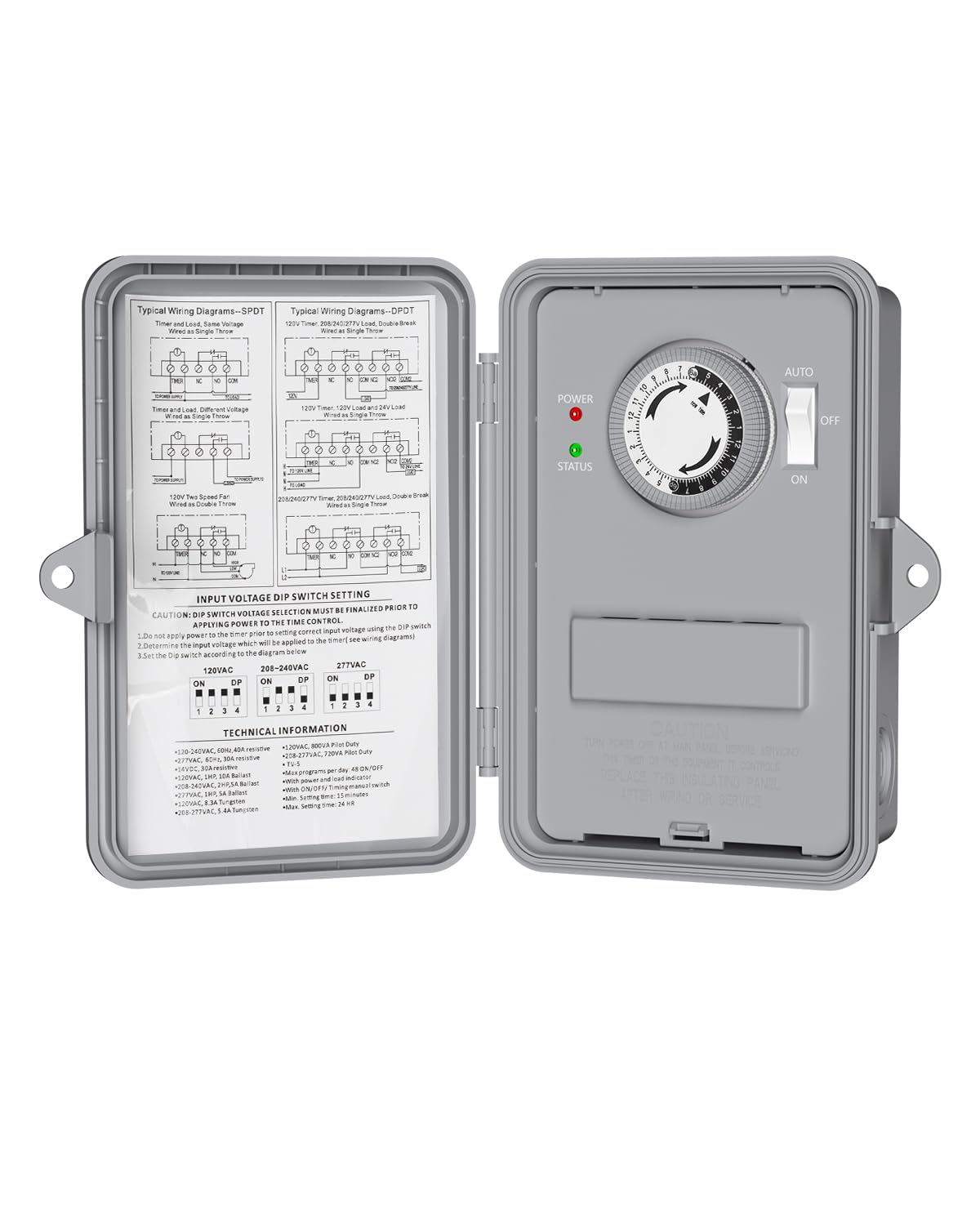 BN-LINK Pool Pump Timer, Outdoor Timer Box, Heavy Duty, 2HP 40A Max, 120, 240, 277 VAC, for Pool Pump, Water Heater, Fans, SPA, ETL Listed (Digital)