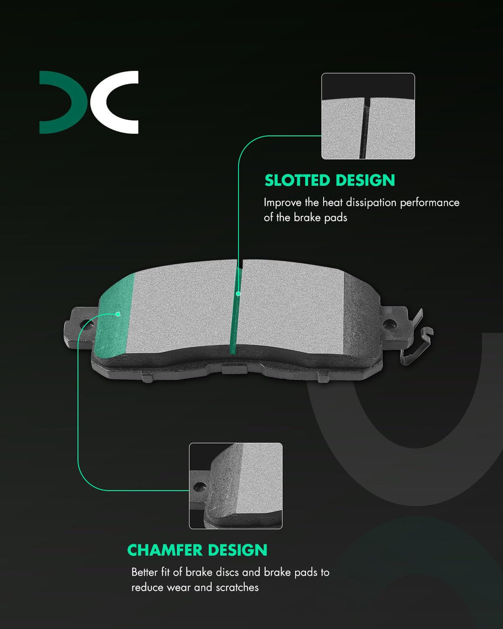 SCITOO D815 D905 Front Rear Ceramic Brake Pads Sets Fit For INFINITI For G35 2003-2005,For Nissan For 350Z 2003-2005 | For Altima 2007-2013 | For Juke 2011-2017 | For Sentra 2007-2012