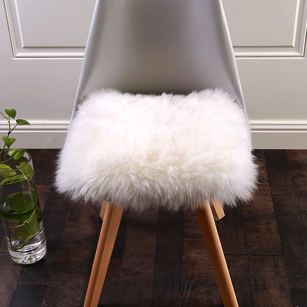 Softlife Black Faux Fur Sheepskin Chair Cover Seats Cushion Pad Super Soft Area Rugs for Living Bedroom Sofa Dorm (1.6ft x 1.6ft)