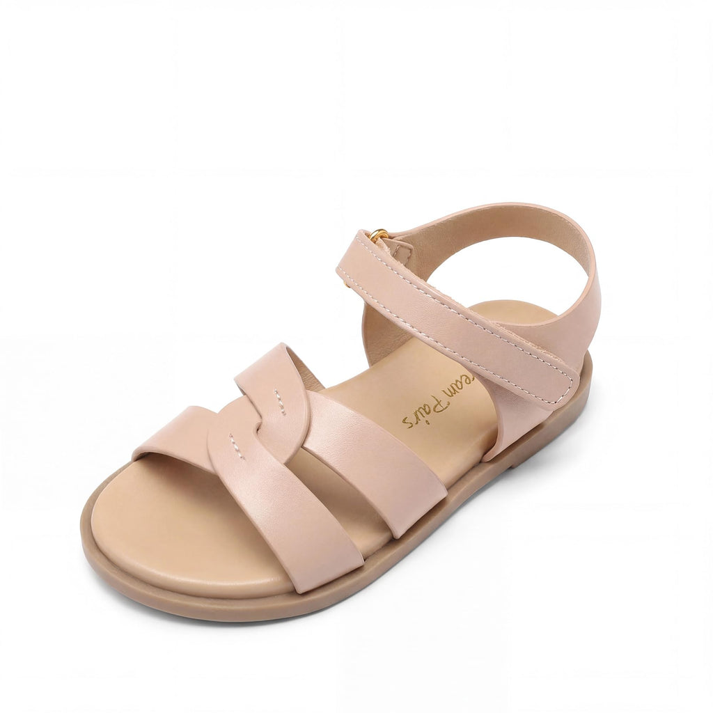 DREAM PAIRS Girls Sandals Open Toe Princess Flat Sandals Strappy Summer Shoes Toddler/Little Kid