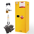 16 Gallon Flammable Storage Cabinet 18"x18"x23", Galvanized Steel, Flammable Safety Cabinet with Adjustable Shelf, for Industrial and Home Use, Yellow