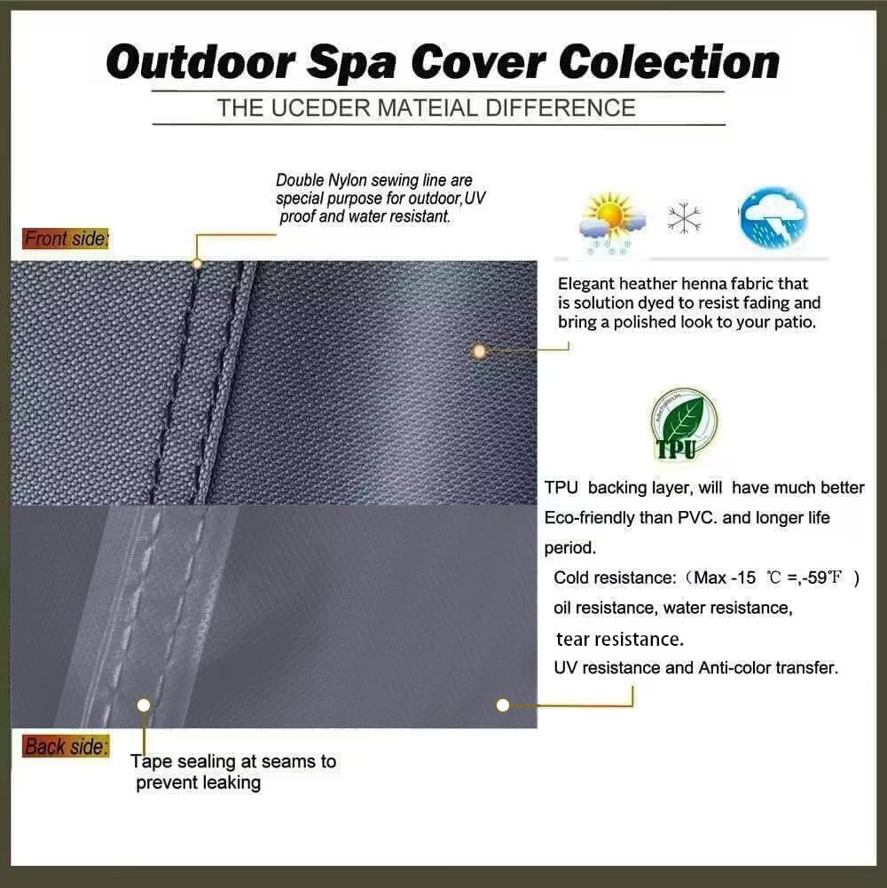 Round Hot Tub Cover Outdoor Waterproof Spa Cover Cap(83''x 20'') 600D Heavy Duty Polyester Hot Tub Cover Protector(Brown)