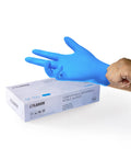 LANON Disposable Nitrile Gloves, Silicone-Free, Food-Safe, Chemical Resistant, Powder-Free, Textured Fingertips, Cooking, Cleaning, Blue, Small