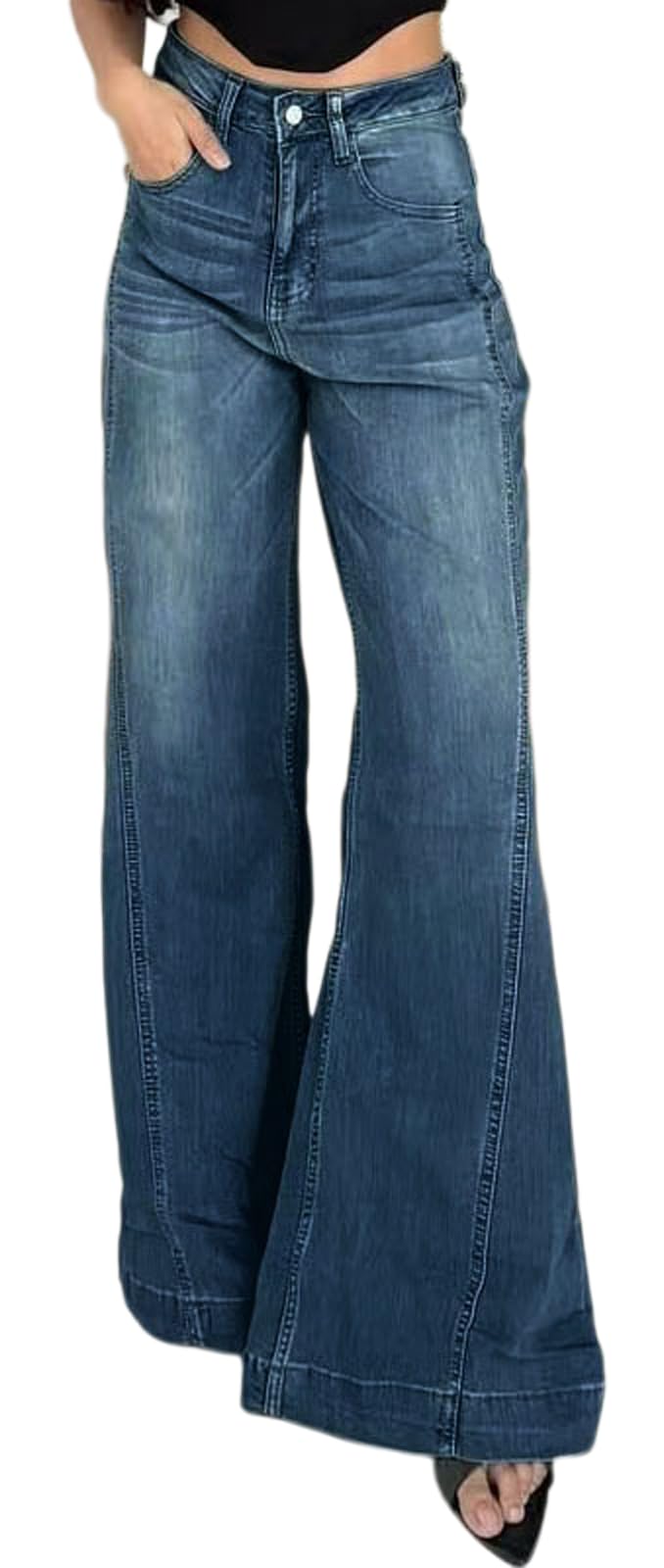Bell Bottom Jeans for Women Ripped High Waisted Classic Flared Denim Pants