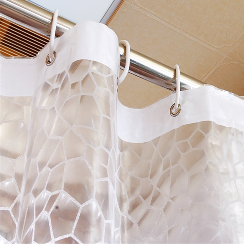 AooHome Eva Small 36x72 Inches Shower Liner, See Through Clear 8 Gauge Bathroom Curtain with Hooks, Bottom Magnets, Water Repellent, Heavy Duty, Rust Proof Grommets