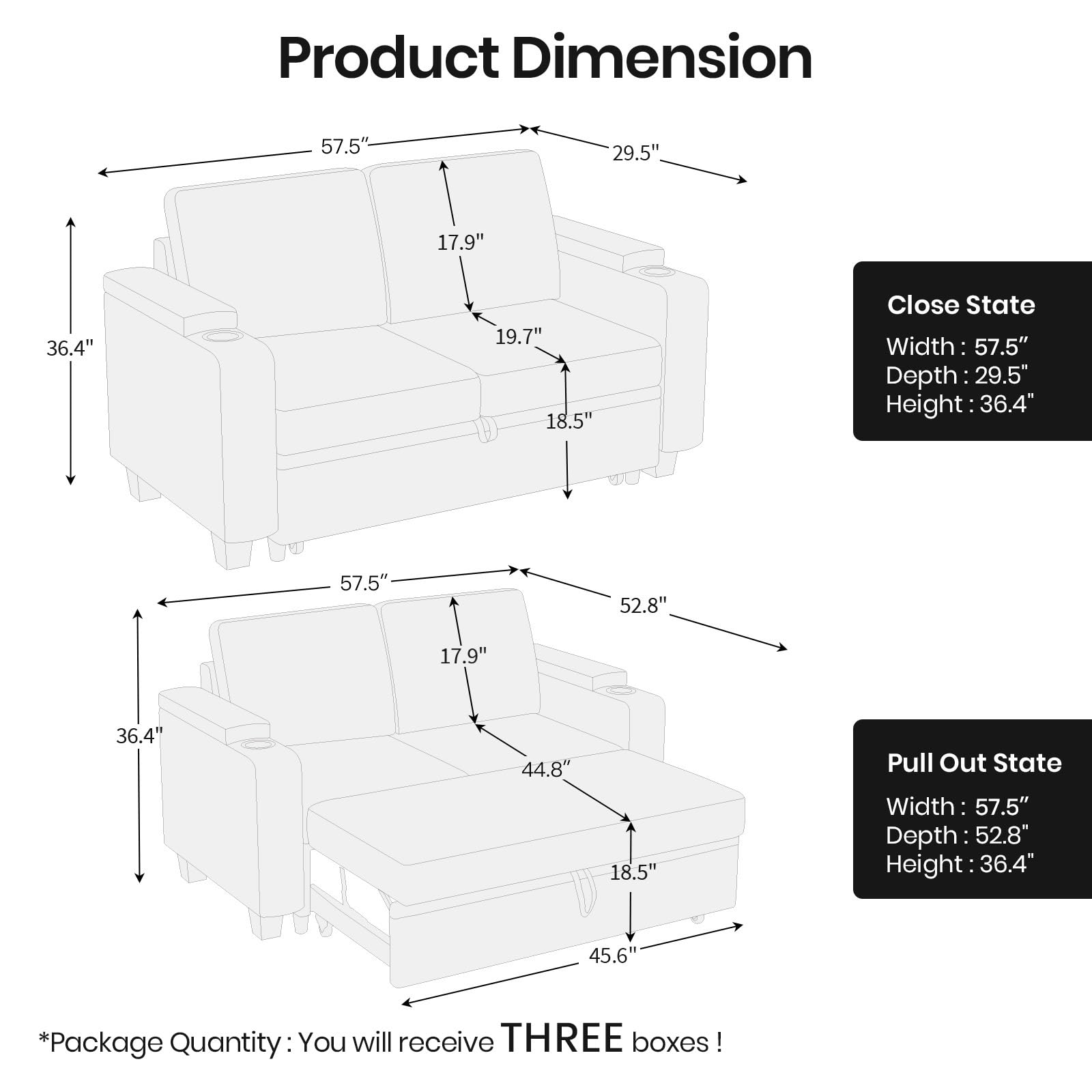 Belffin Modular Sectional Sleeper Sofa Bed with Storage Chaise L Shaped Sectional Couches for Living Room Armrest with Cup Holder. White Couch