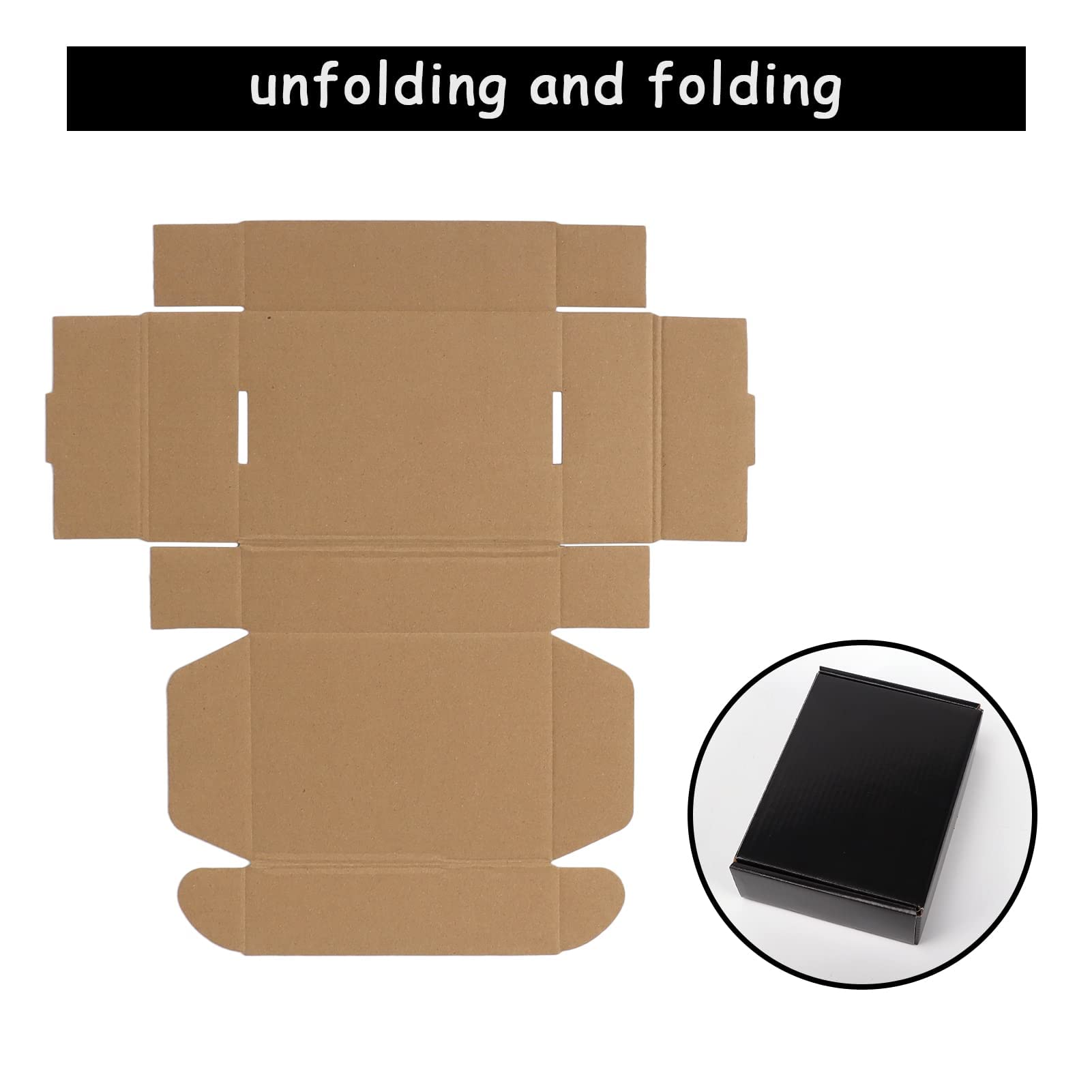 EXYGLO 40 Pack 6x4x3 Shipping Boxes, Black Corrugated Cardboard Boxes for Packaging Small Business, Moving, Shipping, Mailing, and Storing