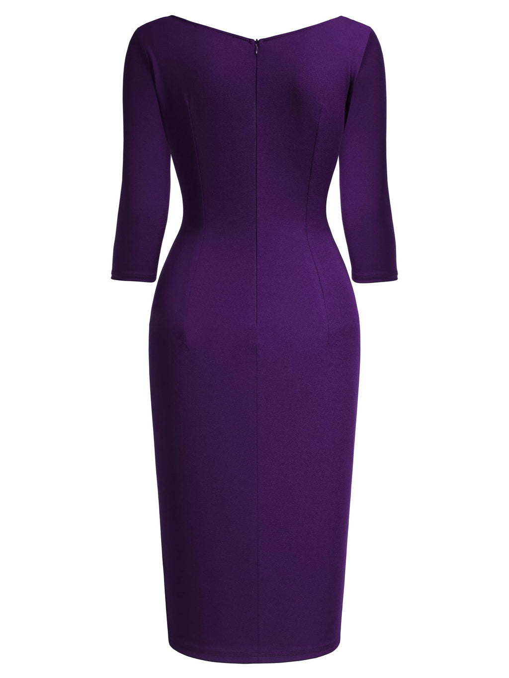 AISIZE Women's Retro 3/4 Sleeve Ruched Elegant Business Pencil Sheath Dress