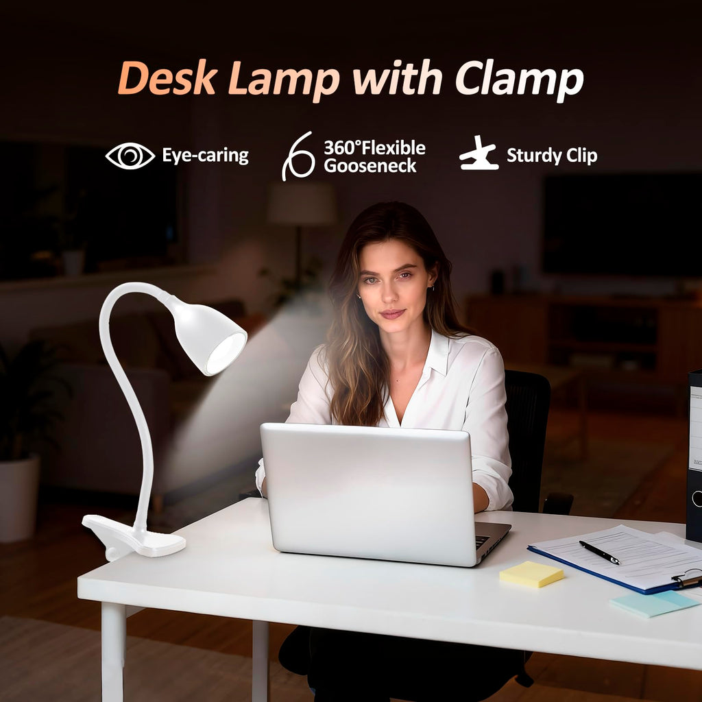 EJIAXIN Gooseneck Desk Lamp 360° LED Flexible Reading Light Small Desk Lamps for Small Spaces Home Office Bedroom College Dorm Desk Bookshelf Nightstand Table Lamp (Purple)