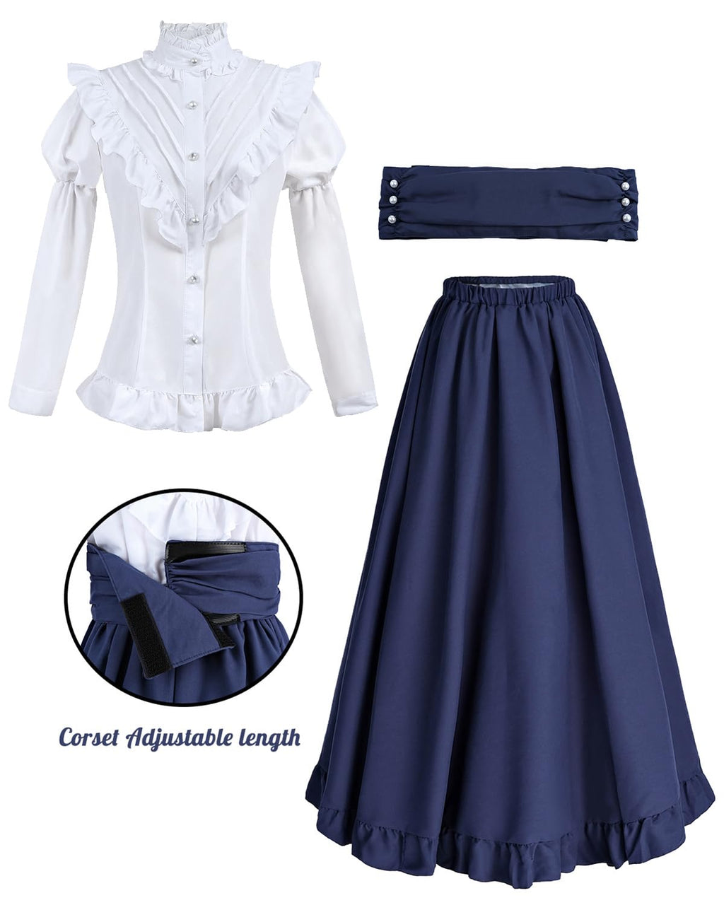 Victorian Dress for Women 2-Pieces 1800s Edwardian Dress Ball Gown Renaissance Costume