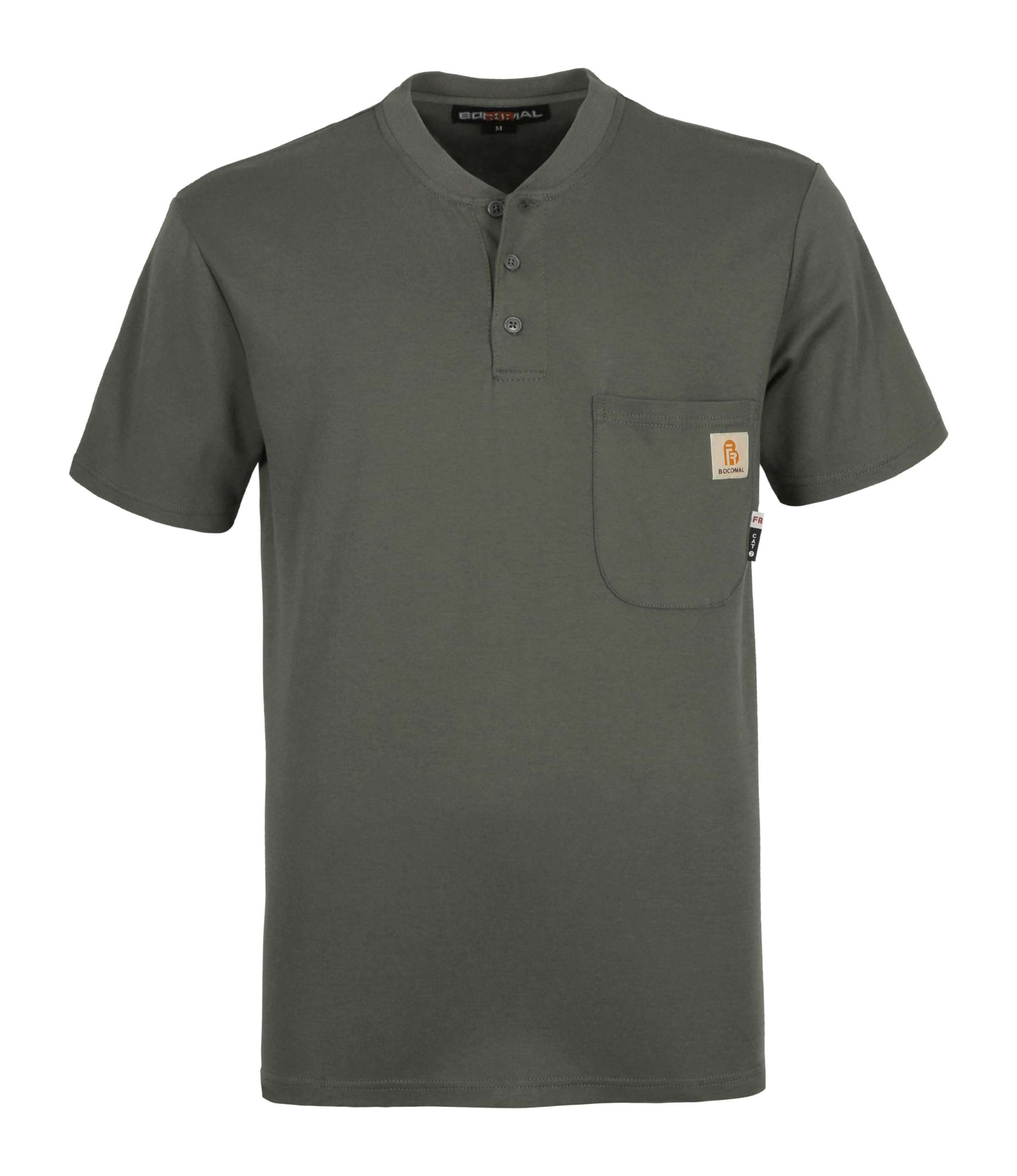 BOCOMAL FR Shirts Flame Resistant Shirt 5.5oz 100% Cotton Light Weight CAT2 Fire Retardant Henley Shirts