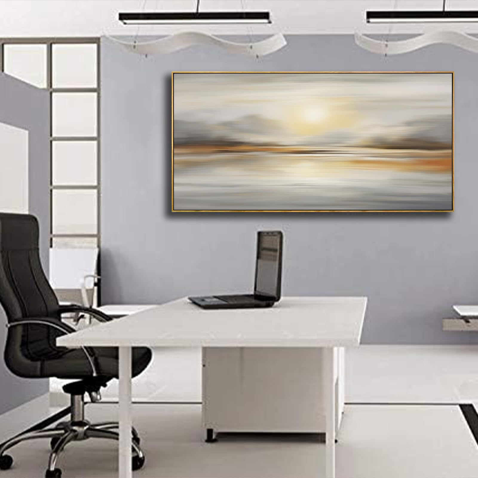 VHMING Abstract Wall Art Artwork Retro Trees Pictures Decor Canvas Painting Framed Ready to Hang Living Room Bedroom and Office Wall Decor 20x40 Inch