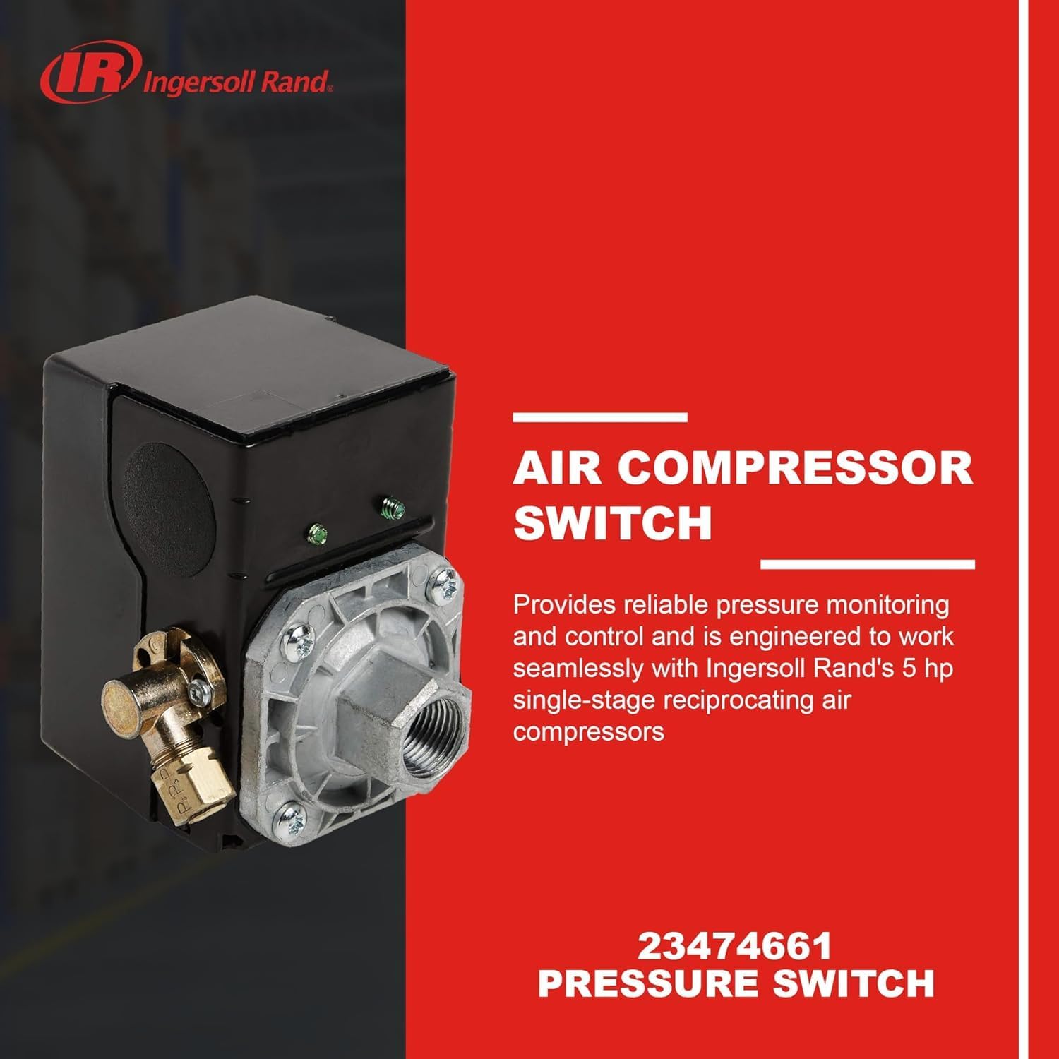 Ingersoll-Rand 23474661 Pressure Switch for Single Stage Compressor SS3 And SS5