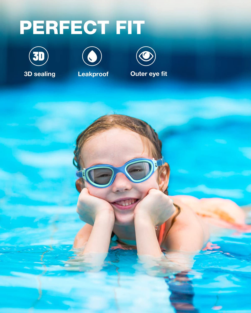 ZIONOR Kids Swim Goggles, G1MINI SE No Leak Anti-Fog Goggles for Kids 6-14, Soft Silicone Comfort Fit, Easy Adjust Strap
