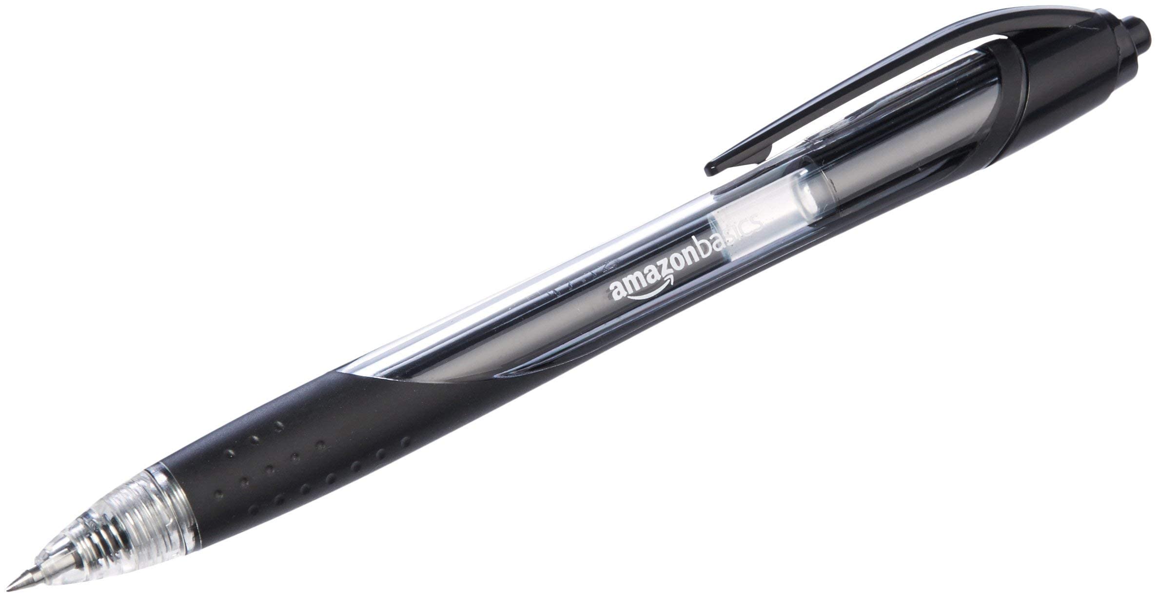 Amazon Basics Retractable Gel Ink Pens for Note-Taking and Office Writing, Fine Point 0.7mm, Smooth Writing, Black, 12-Pack