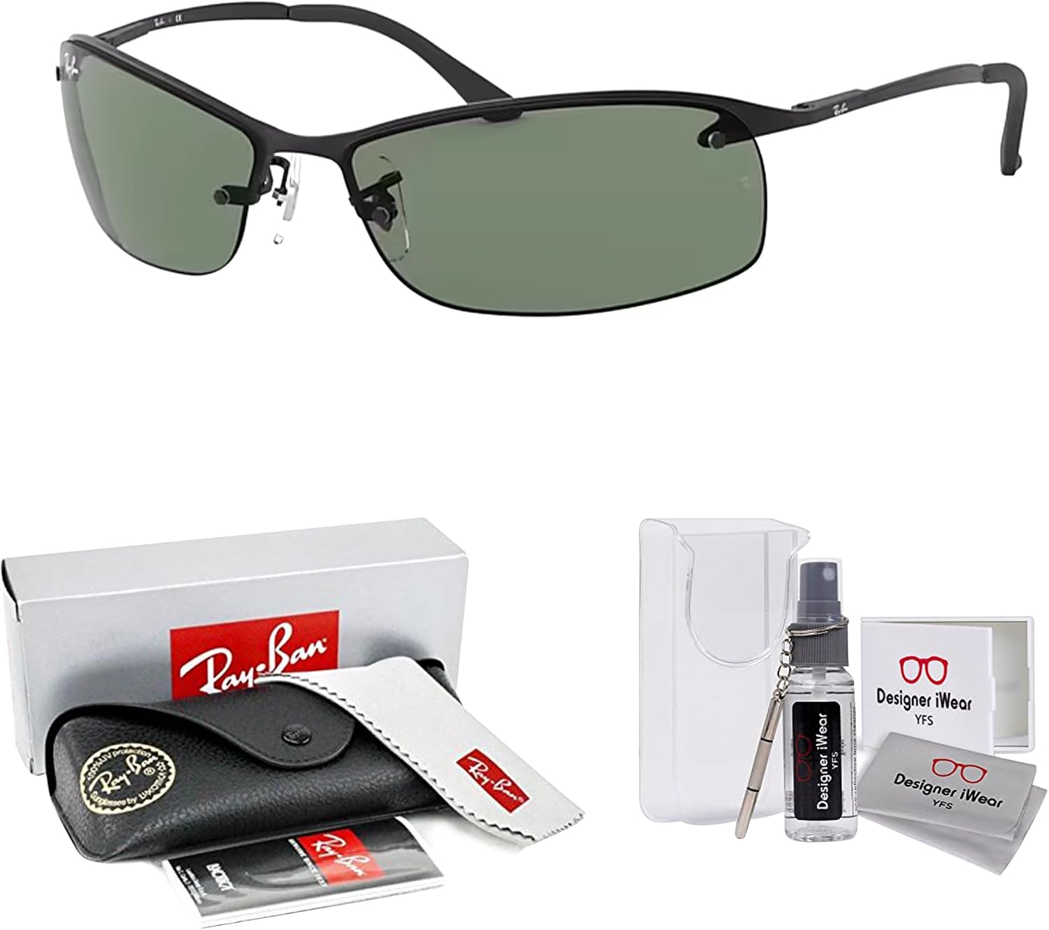 Ray-Ban RB3183 Rectangular Sunglasses For Men +BUNDLE with ACCESSORY EYEWEAR KIT