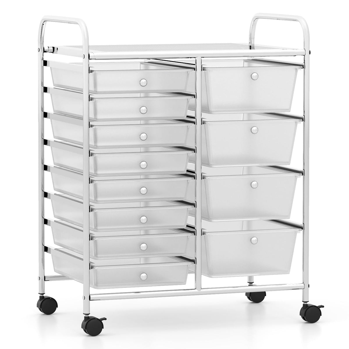 LDAILY 9 Drawer Rolling Storage Cart, Rolling Cart with Drawers for Classroom, Art Supply Craft Organizer on Wheel with Metal Frame & Handles for Home Office School