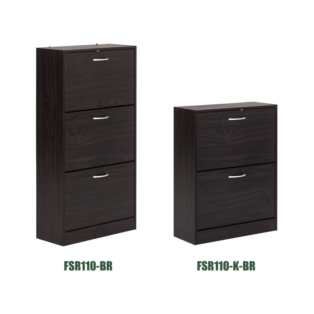 Haotian Shoe Cabinet Storage for Entryway, Narrow Shoe Cabinet with Two Flip Drawers to Save Space, Shoe Rack Cabinet for Front Door Entrance Hallway (Black)