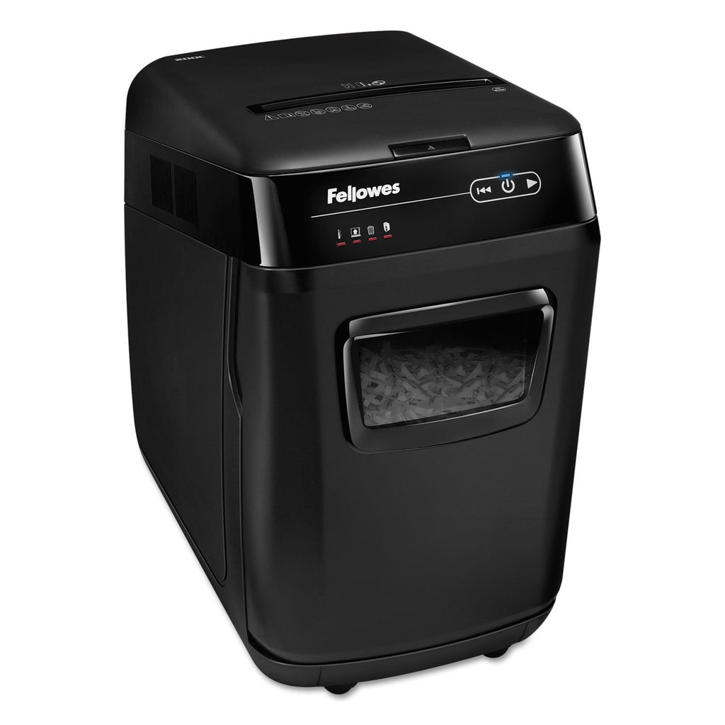 Fellowes AutoMax Micro-Cut 100M Commercial Office Auto Feed 2-in-1 Paper Shredder with 100-Sheet Capacity, Black