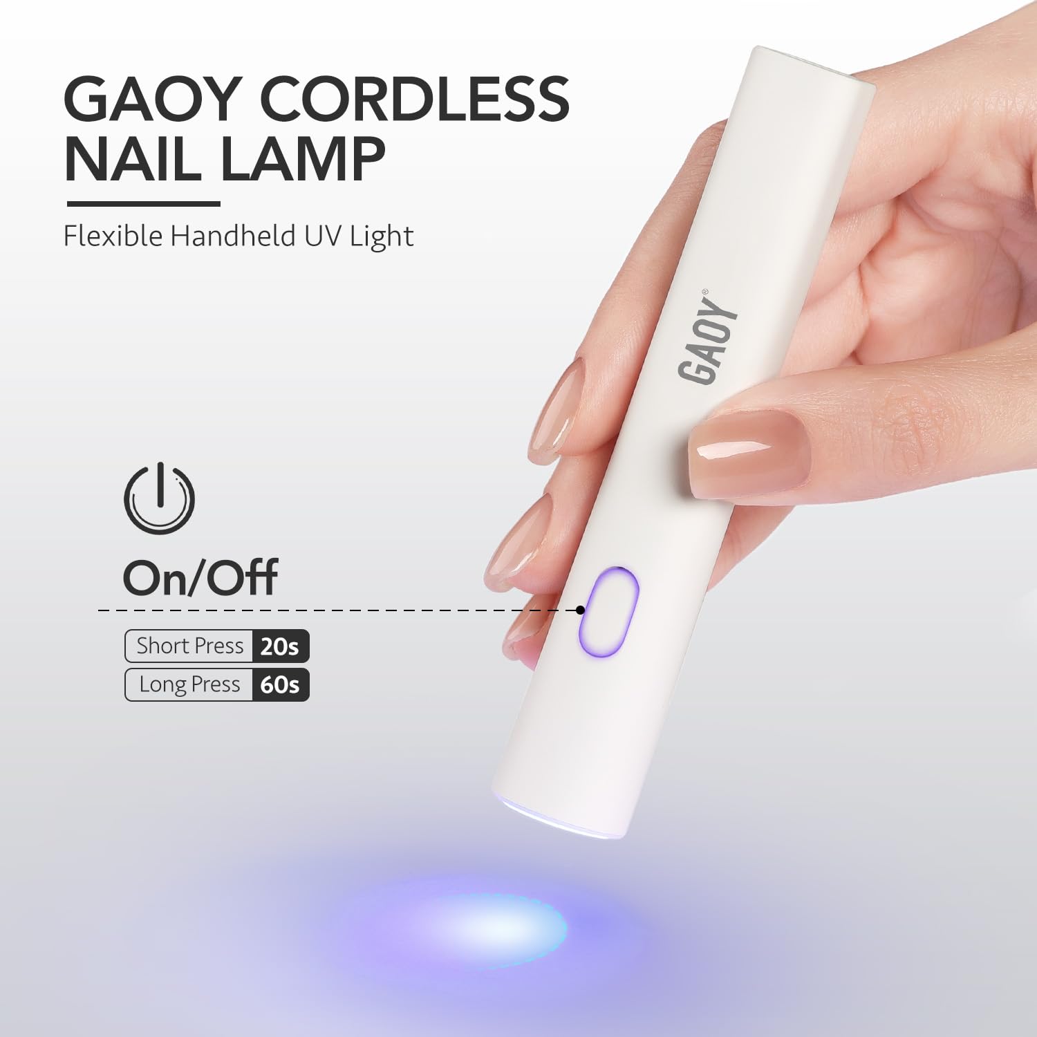 GAOY Handheld UV Light for Gel Nails, Mini Nail Lamp, Portable Cordless Rechargeable, Fast Curing, Diamond Pink