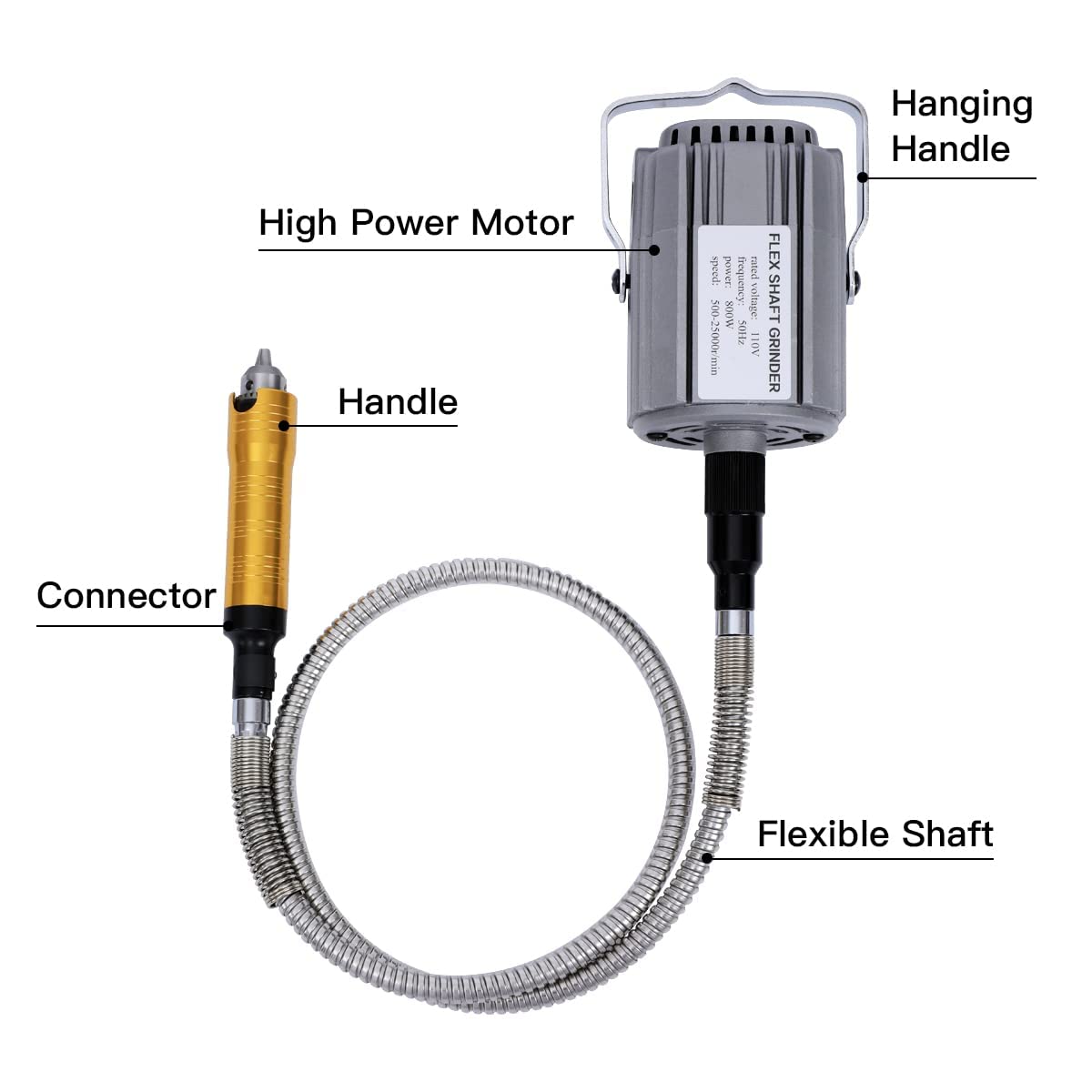 380W Flex Shaft Rotary Tool with Stepless Speed Foot Pedal, Multi-Function Metal Hanging Grinder Carver Kit - Ideal for Carving, Buffing, Drilling, Polishing, Sanding, Cutting- Includes DIY Accessorie