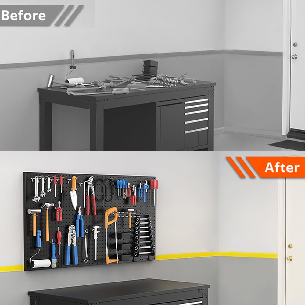 Ultrawall 2 Pcs Metal Pegboard Wall Panels, Peg Boards for Garage Tool Storage