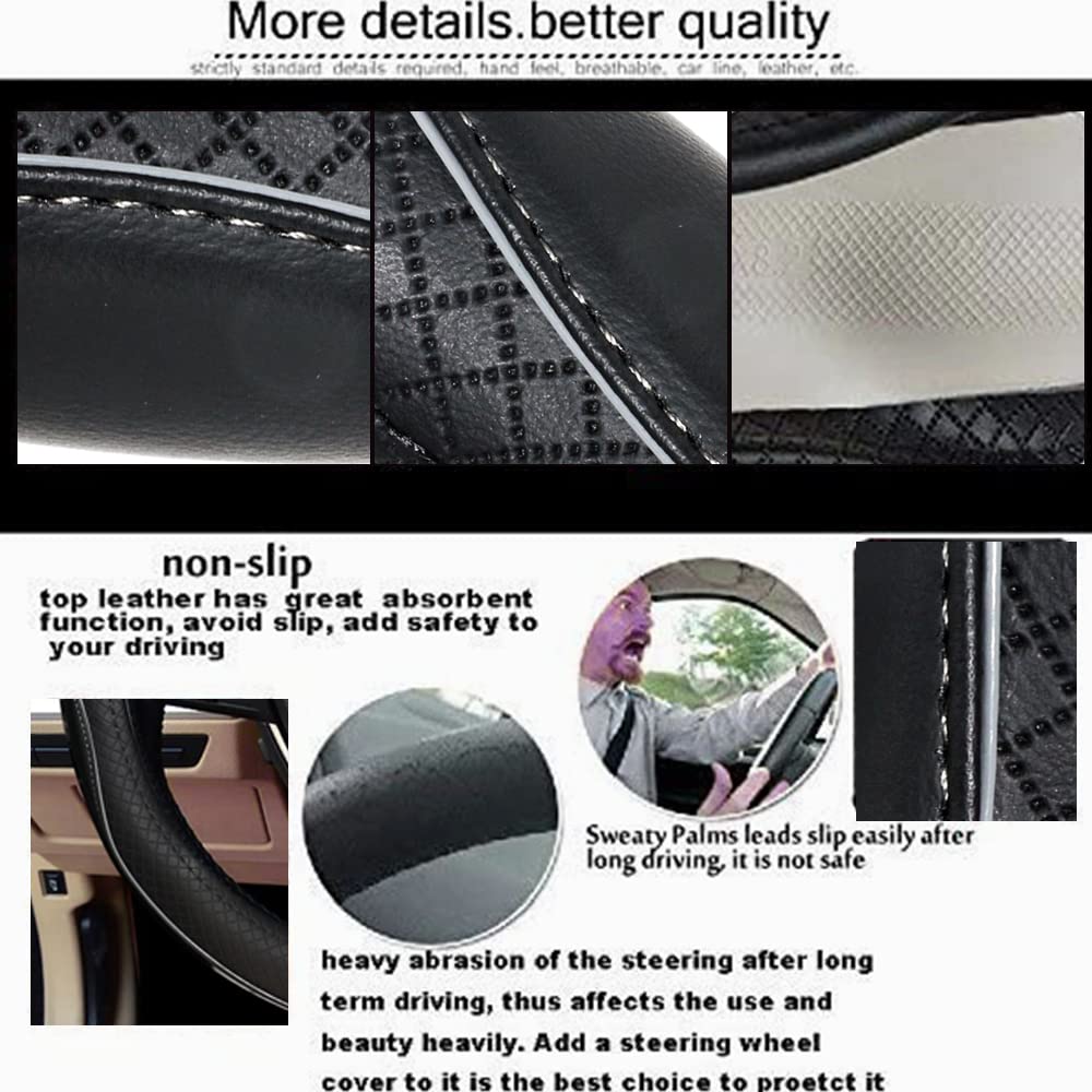 Car Steering Wheel Cover, Anti-Slip, Safety, Soft, Breathable, Heavy Duty, Thick, Full Surround, Sports Style (Black)