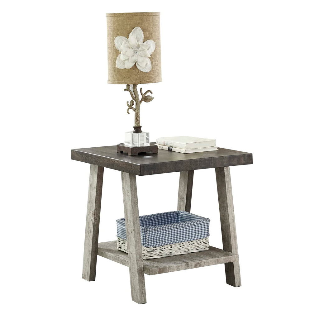 Roundhill Furniture Athens Contemporary Replicated Wood Shelf End Table in Black Finish