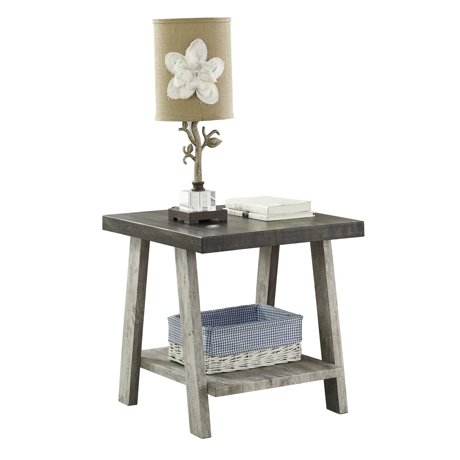 Roundhill Furniture Athens Contemporary Replicated Wood Shelf End Table in Black Finish