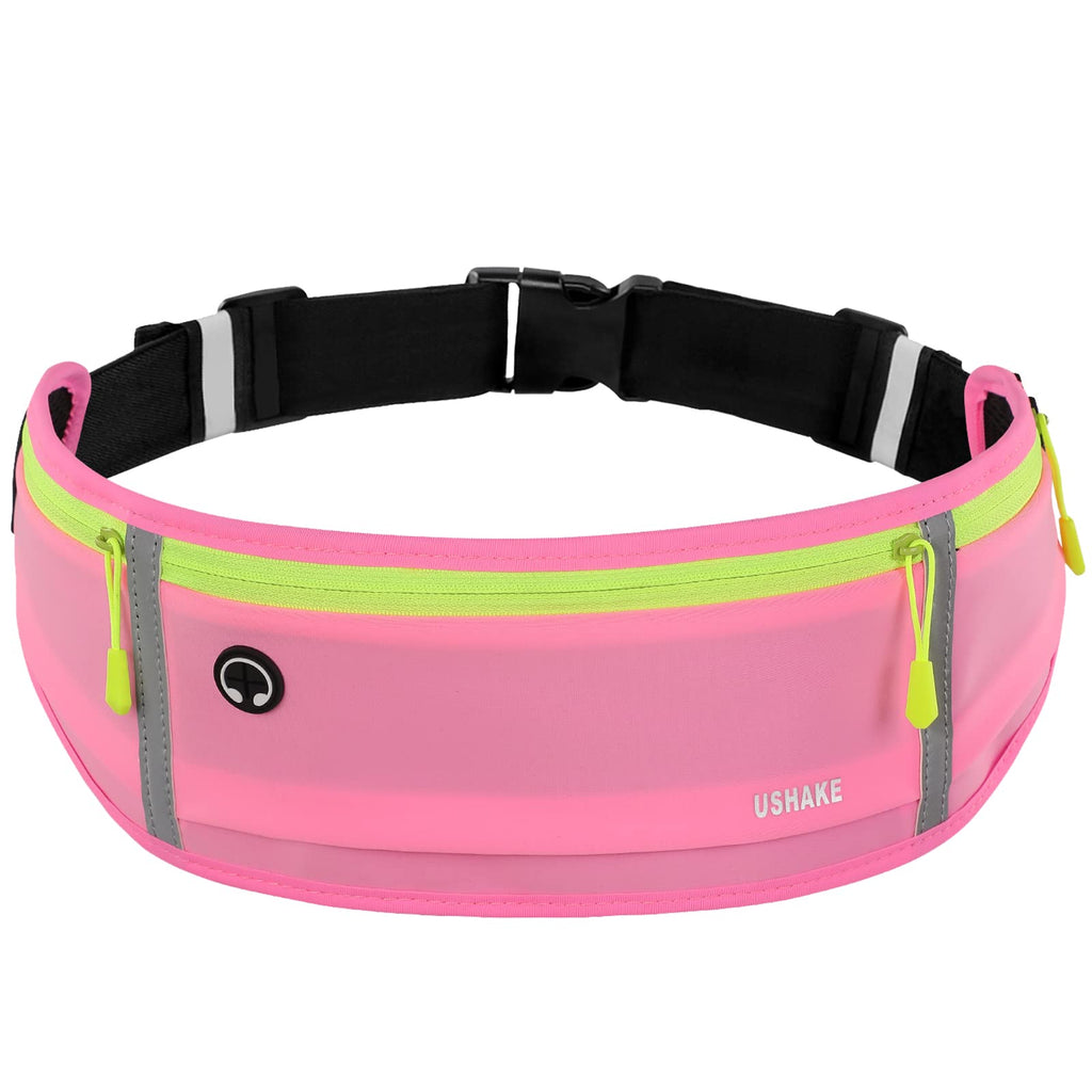 USHAKE Slim Running Belt, Workout Fanny Pack for Men Women,Exercise Waist Pack for Apple iPhone Holder, Runner Belt for Running Walking Cycling Camping Gym Black